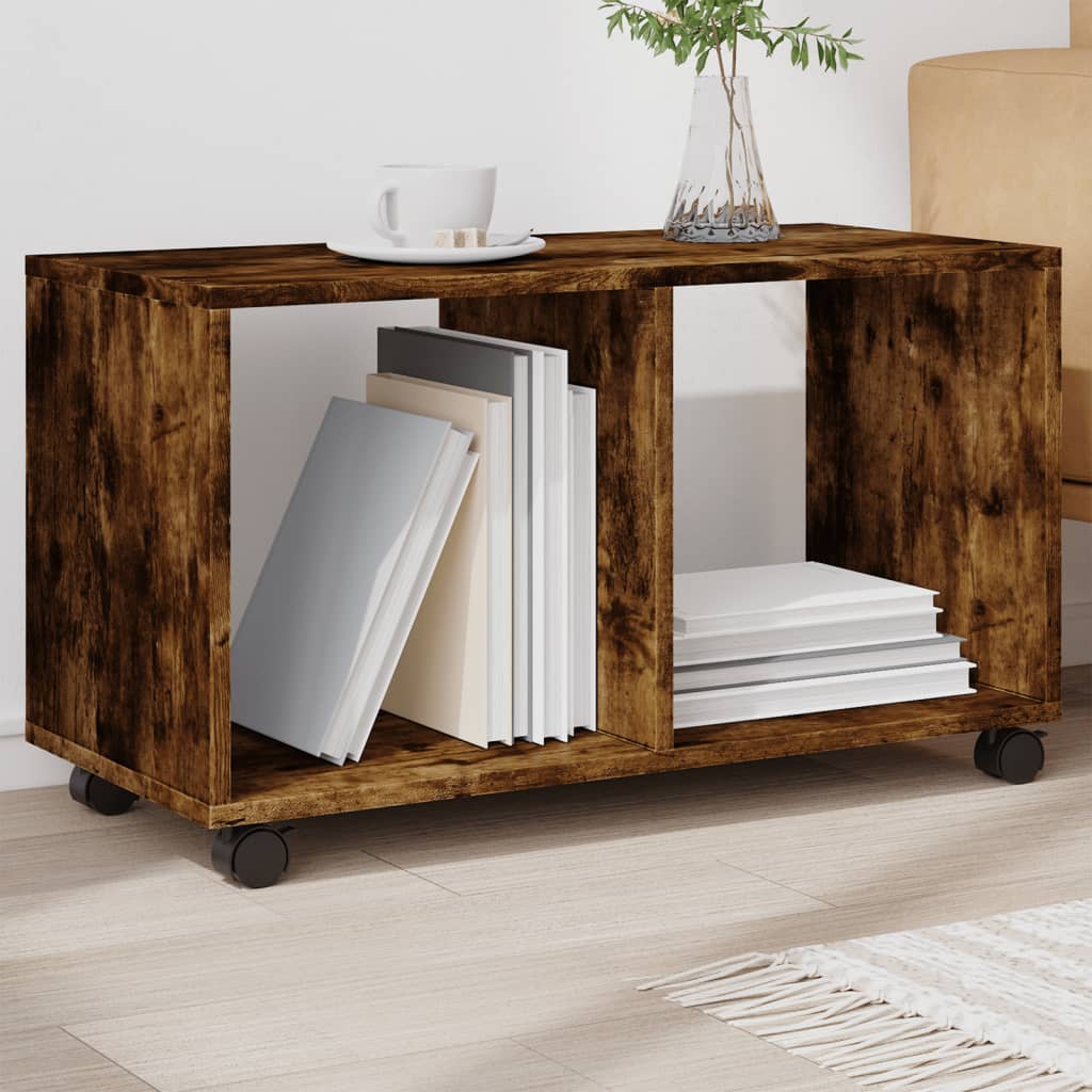 Rolling Cabinet Smoked Oak 72x33x42.5 cm Engineered Wood - Design Hut