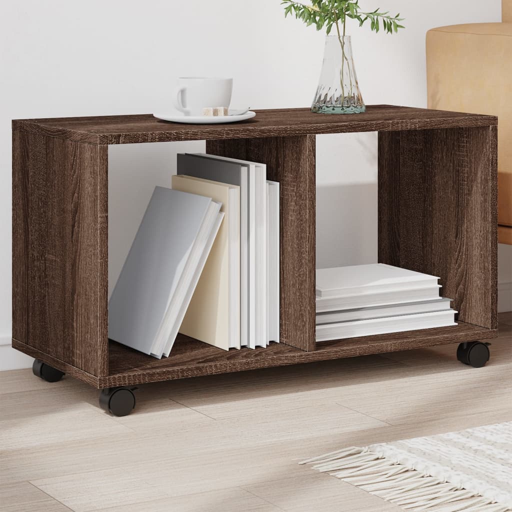 Rolling Cabinet Brown Oak 72x33x42.5 cm Engineered Wood - Design Hut