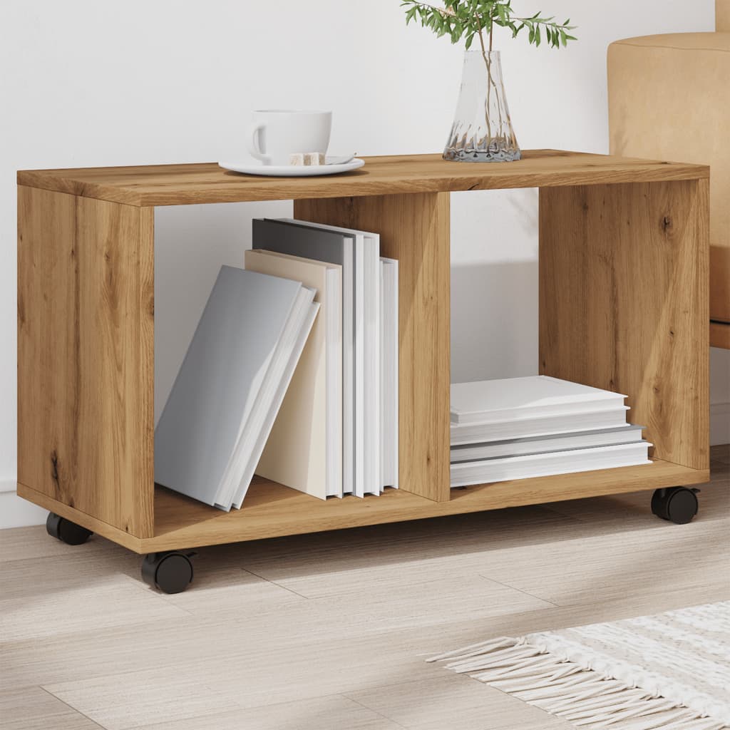 Rolling Cabinet Artisian Oak 72x33x42.5 cm Engineered Wood - Design Hut