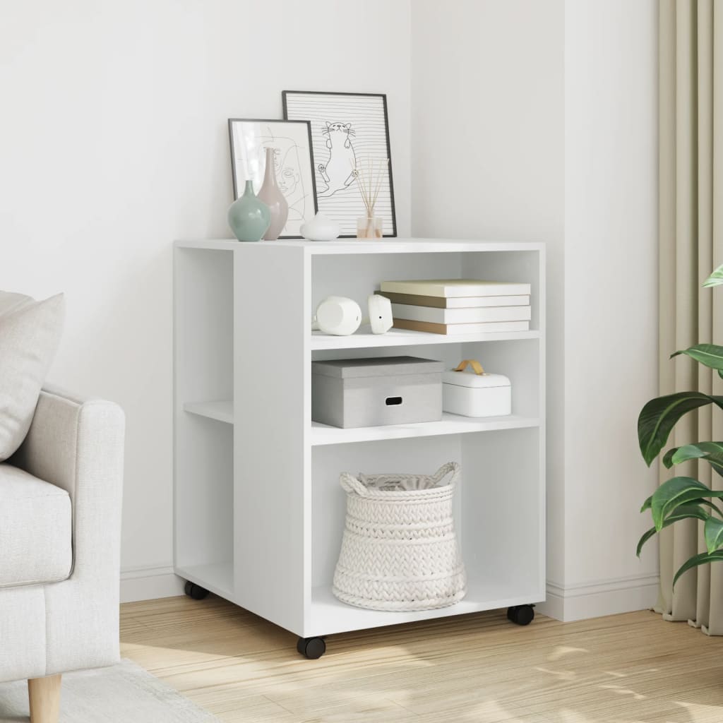 Side Table with Wheels White 55x60x78 cm Engineered Wood - Sid & Sam