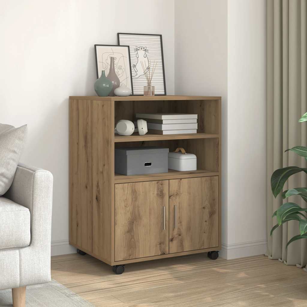 Rolling Cabinet Artisian Oak 60x48x81 cm Engineered Wood - Sid & Sam