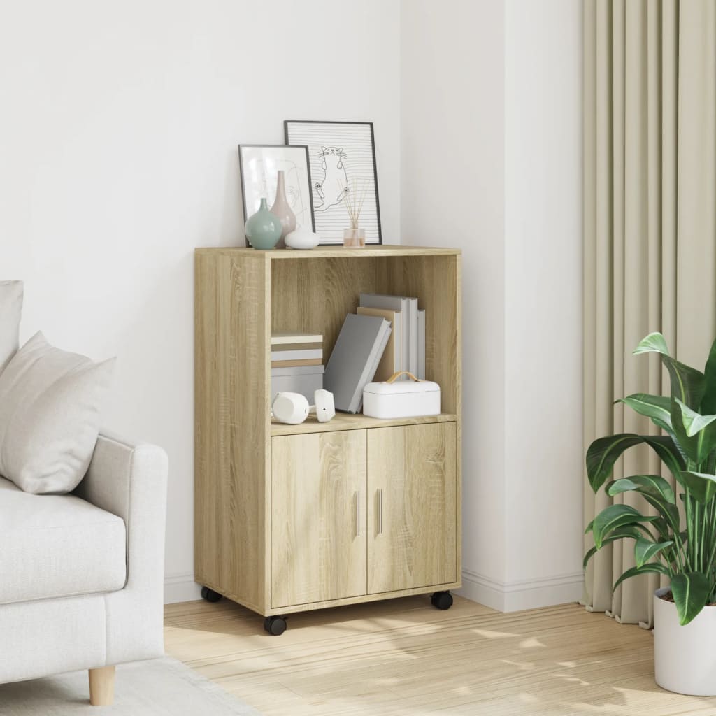 Rolling Cabinet Sonoma Oak 55x40x91 cm Engineered Wood - Direct Imports