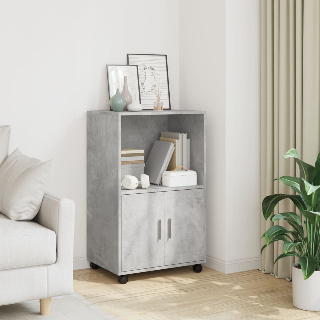 Rolling Cabinet Concrete Grey 55x40x91 cm Engineered Wood - Direct Imports