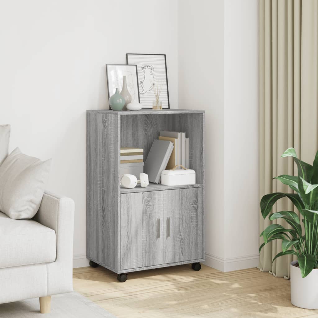 Rolling Cabinet Grey sonoma 55x40x91 cm Engineered Wood - Direct Imports