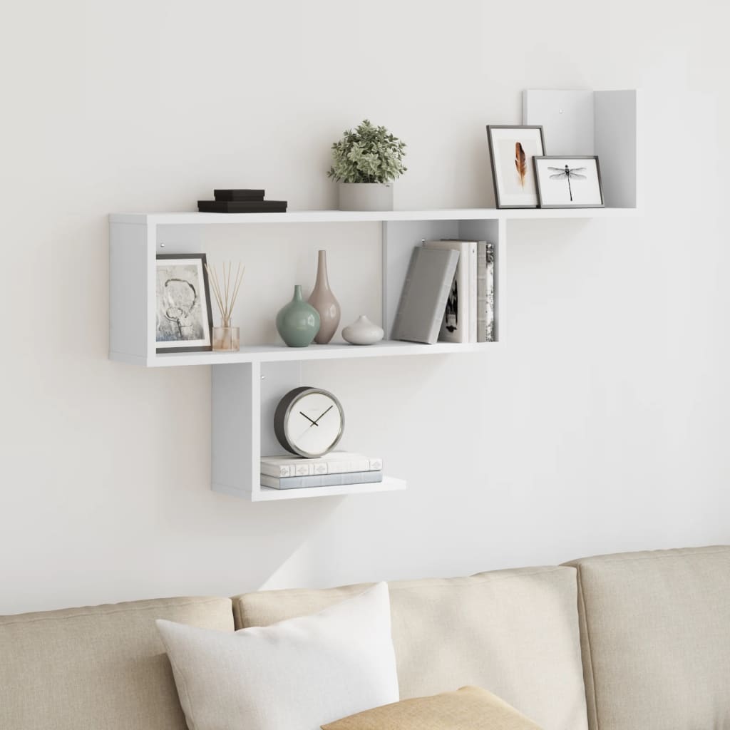 Wall Shelf White 100x15x70 cm Engineered Wood - Decor Base