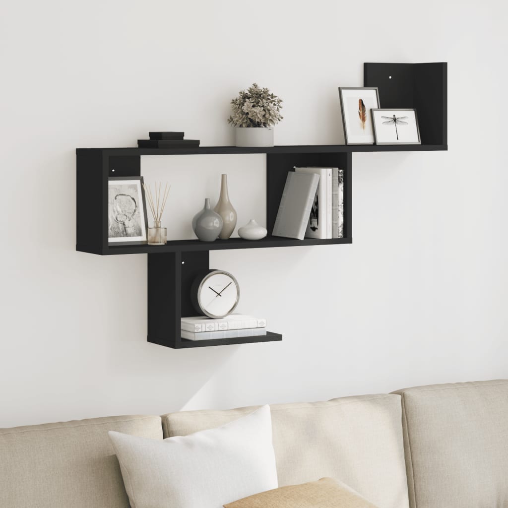 Wall Shelf Black 100x15x70 cm Engineered Wood - Decor Base