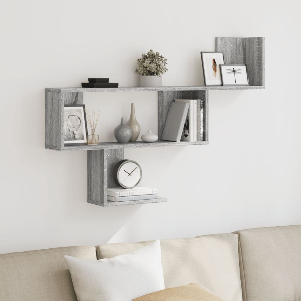 Wall Shelf Grey Sonoma 100x15x70 cm Engineered Wood - Decor Base