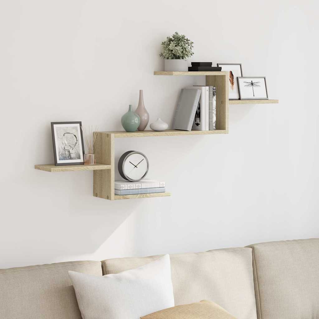 Wall Shelf Sonoma Oak 104x15x49 cm Engineered Wood - Sid & Sam
