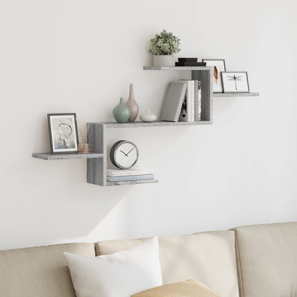 Wall Shelf Grey Sonoma 104x15x49 cm Engineered Wood - Sid & Sam