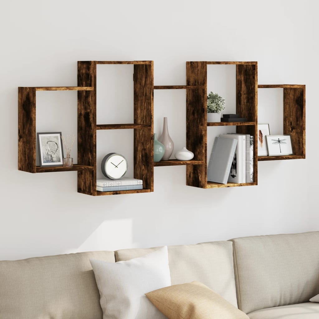 Wall Shelf Smoked Oak 159x18x65 cm Engineered Wood - Discount Dealers