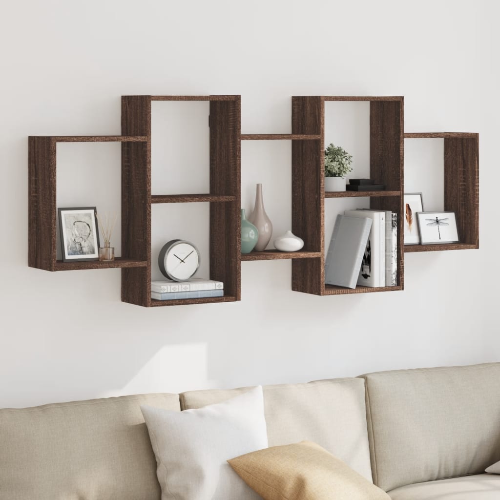 Wall Shelf Brown Oak 159x18x65 cm Engineered Wood - Discount Dealers