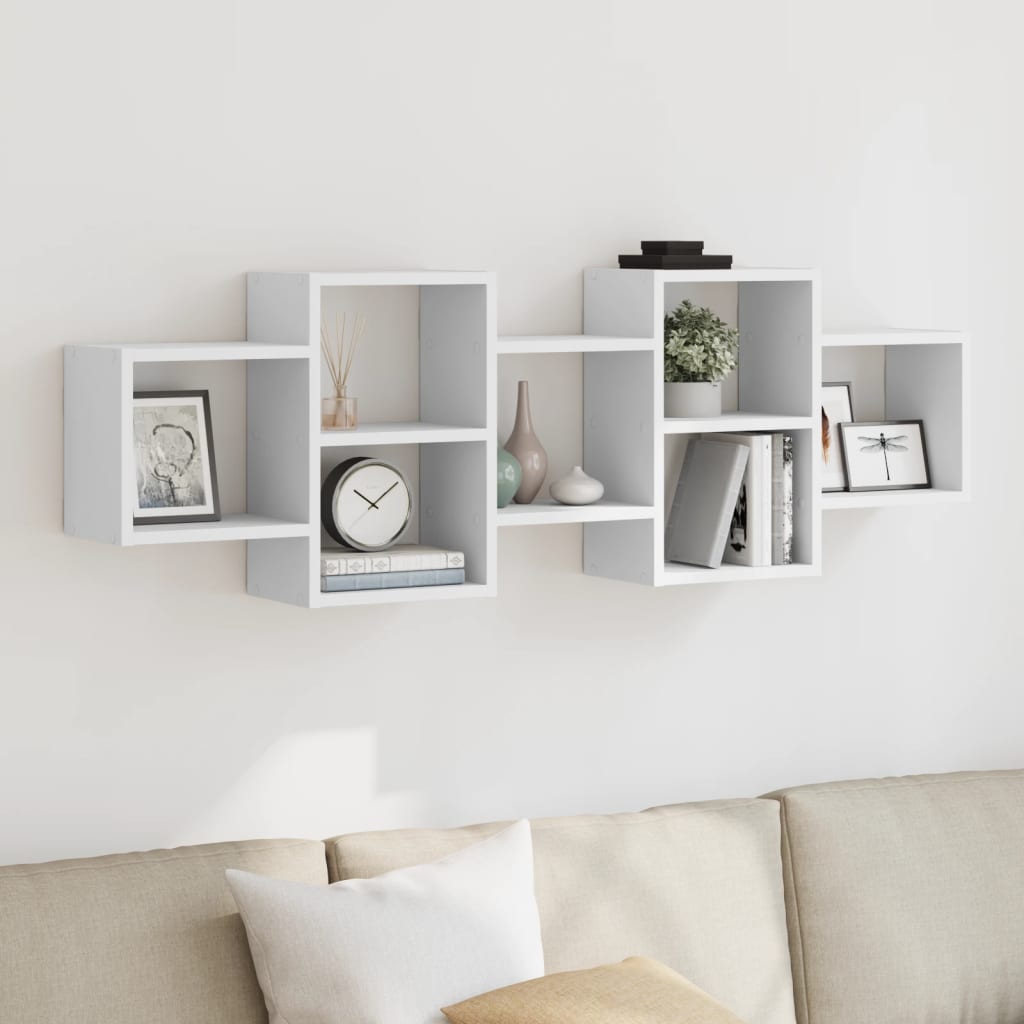 Wall Shelf White 129x18x42 cm Engineered Wood - Design Hut