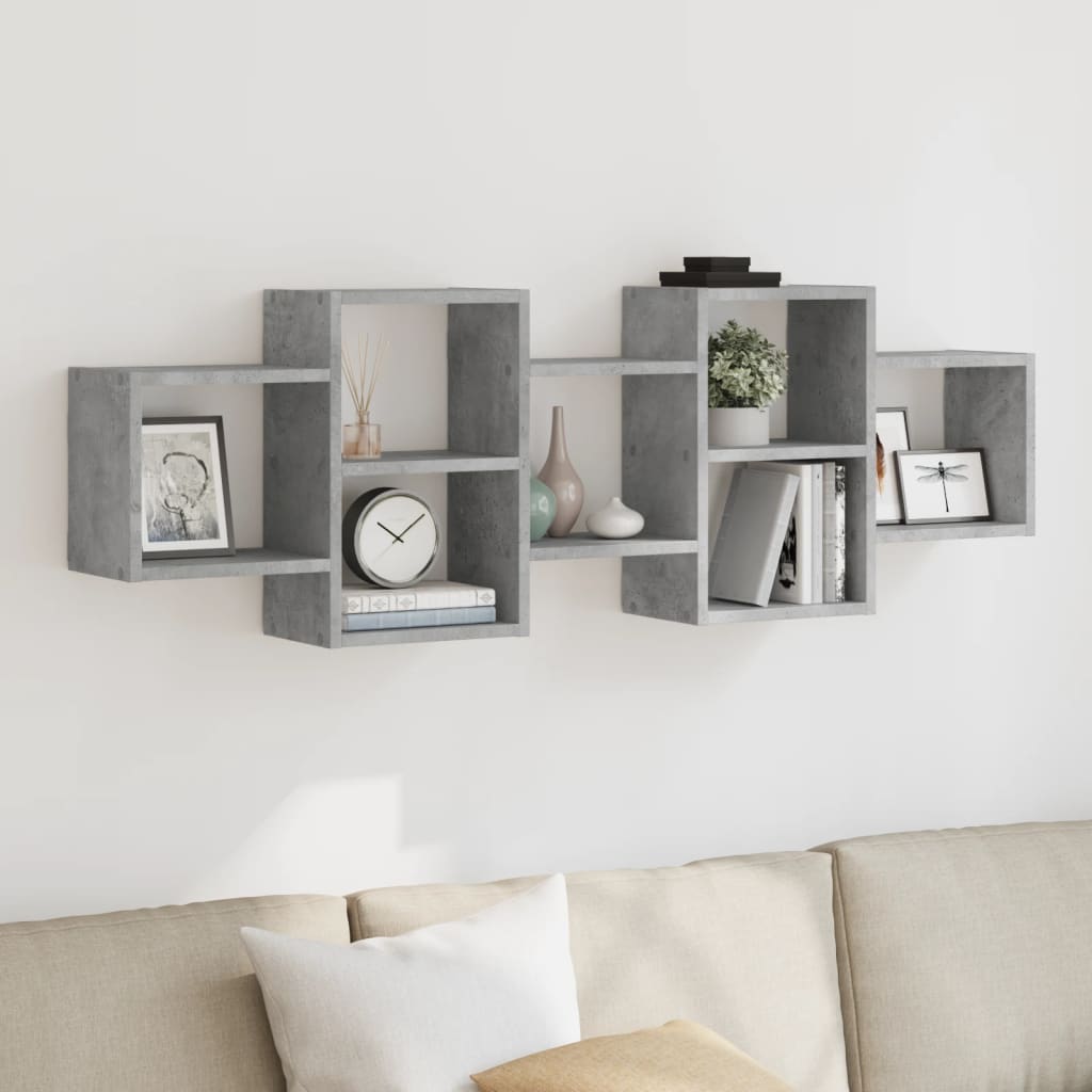 Wall Shelf Concrete Grey 129x18x42 cm Engineered Wood - Design Hut