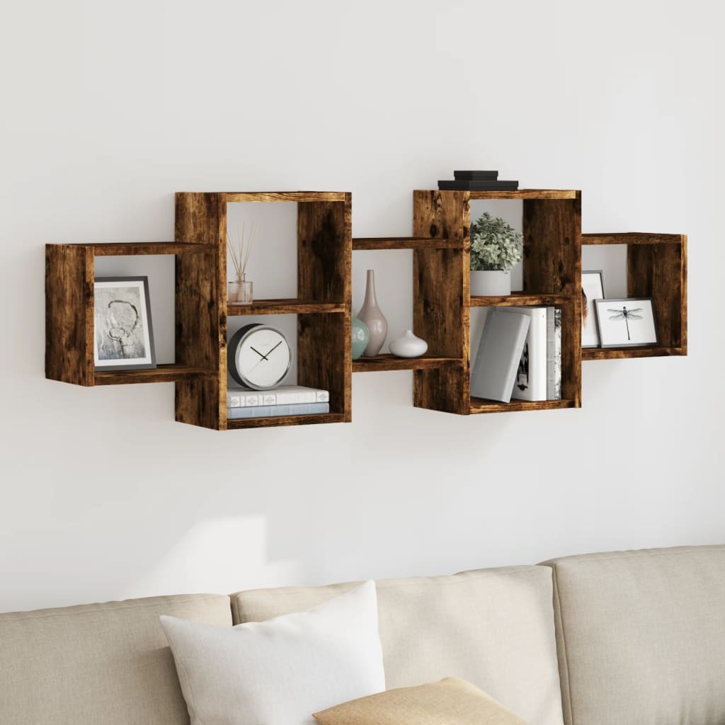 Wall Shelf Smoked Oak 129x18x42 cm Engineered Wood - Sid & Sam