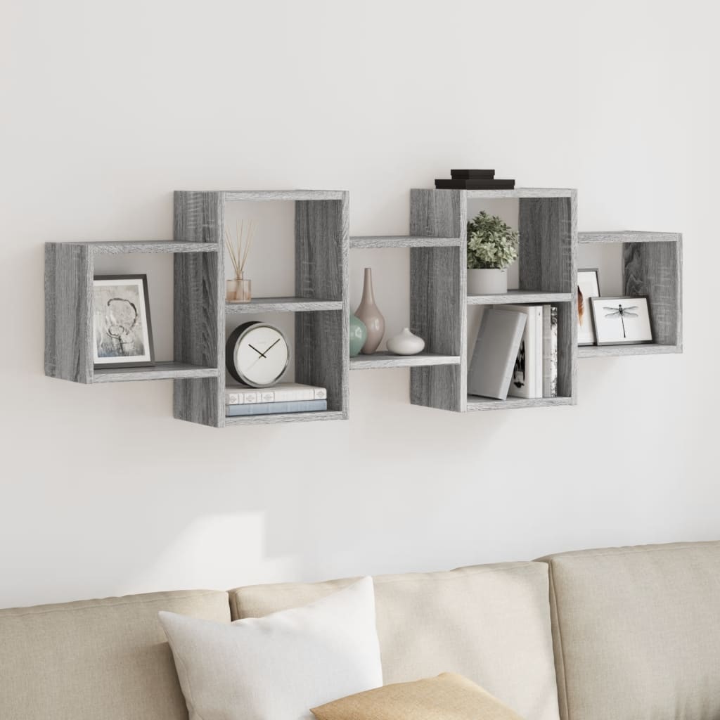 Wall Shelf Grey Sonoma 129x18x42 cm Engineered Wood - Merlin Deals