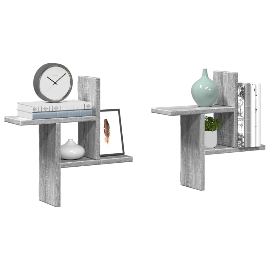Wall Shelves 2 pcs Grey Sonoma 38x12x38 cm Engineered Wood - Design Hut
