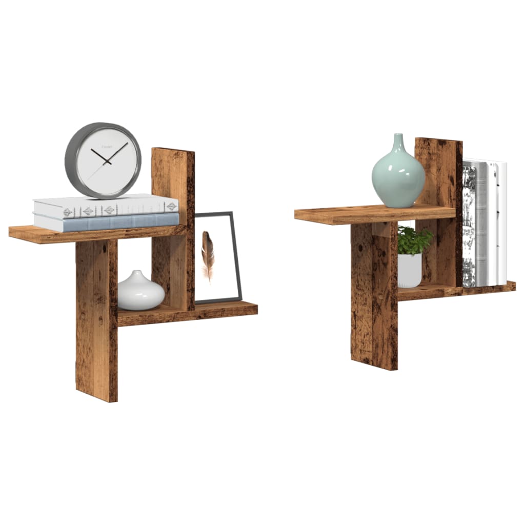 Wall Shelves 2 pcs Old Wood 38x12x38 cm Engineered Wood - Design Hut