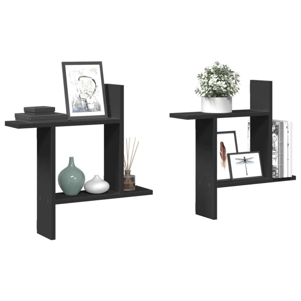Wall Shelves 2 pcs Black 50x12x50 cm Engineered Wood - Discount Dealers