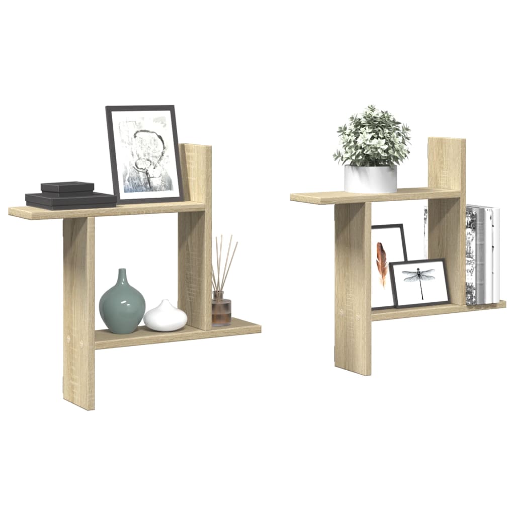 Wall Shelves 2 pcs Sonoma Oak 50x12x50 cm Engineered Wood - Discount Dealers