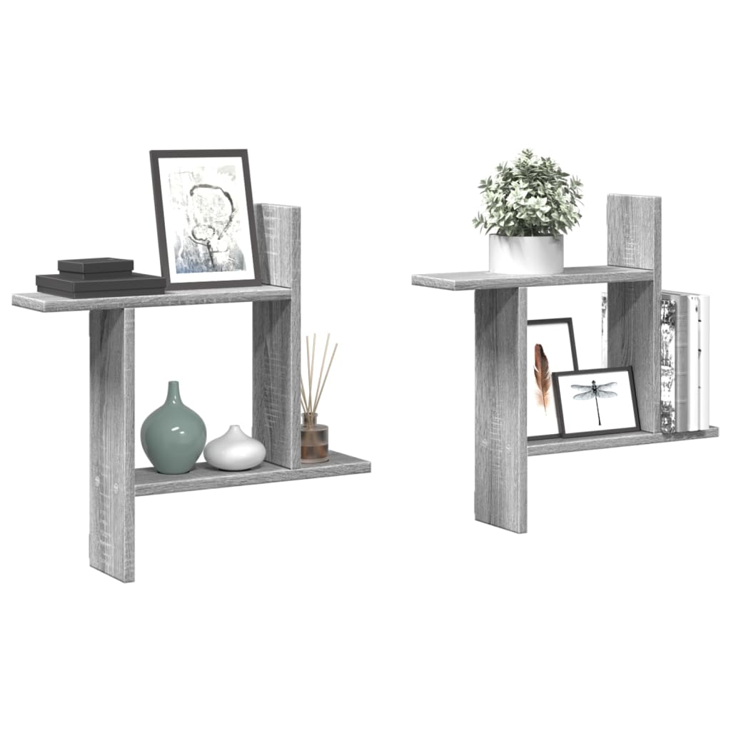 Wall Shelves 2 pcs Grey Sonoma 50x12x50 cm Engineered Wood - Discount Dealers