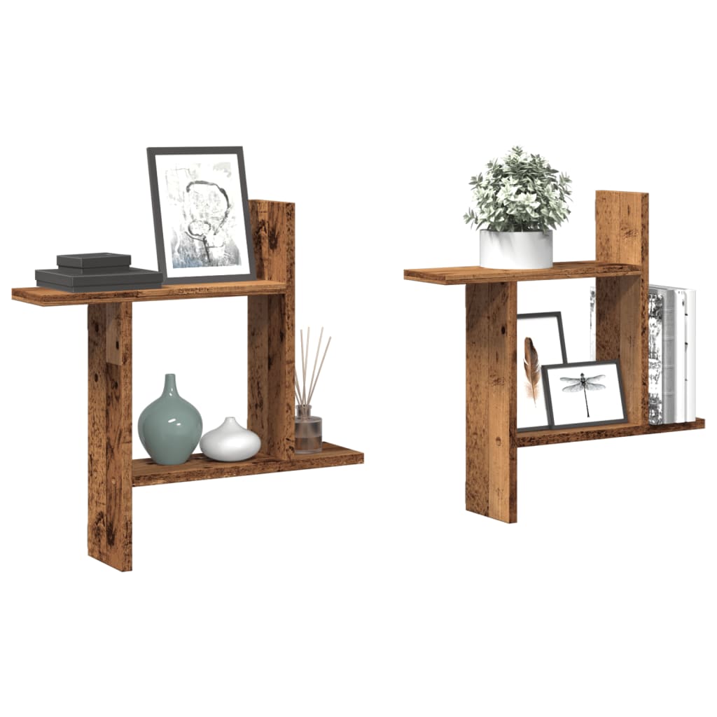 Wall Shelves 2 pcs Old Wood 50x12x50 cm Engineered Wood - Discount Dealers