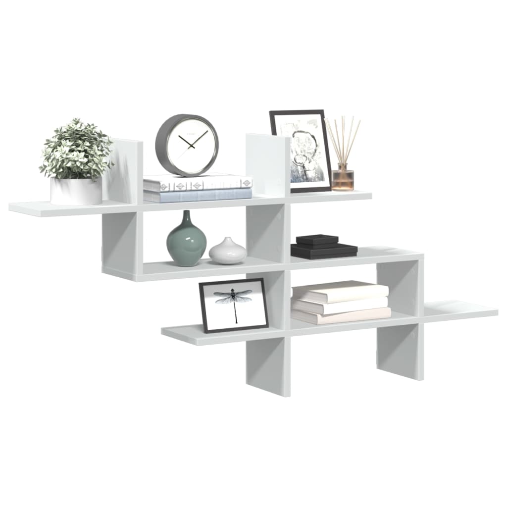 Wall Shelf White 124.5x18x60.5 cm Engineered Wood - Discount Dealers