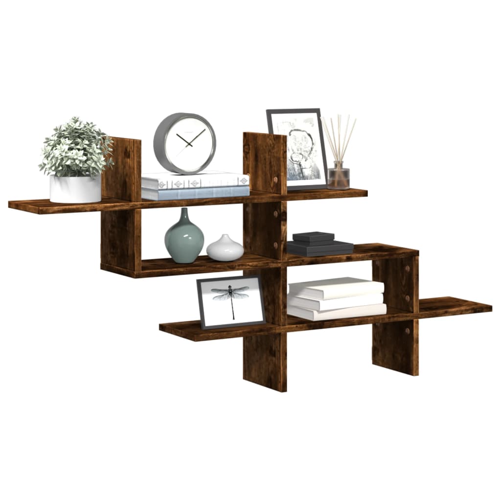 Wall Shelf Smoked Oak 124.5x18x60.5 cm Engineered Wood - Sid & Sam