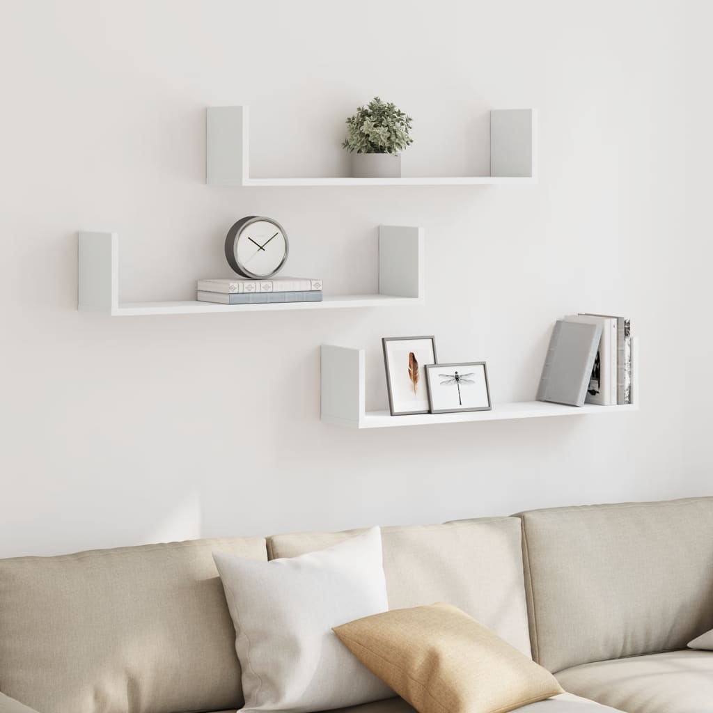 Wall Shelves 3 pcs White 80x18x18 cm Engineered Wood - Charlotte Dunes