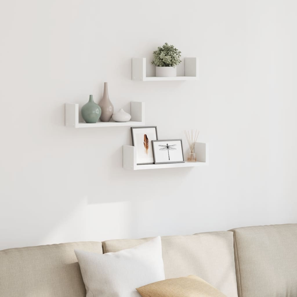 Wall Shelf 3 pcs White Engineered Wood - Charlotte Dunes