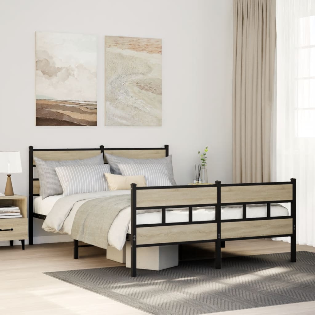 Metal Bedframe Sonoma Oak 160x200cm - Design Hut
