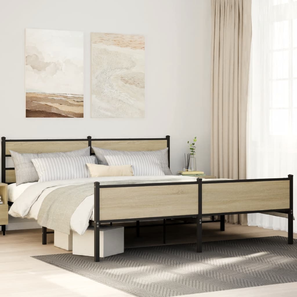 Metal Bedframe Sonoma Oak 180x200cm Super King - Casper Homes