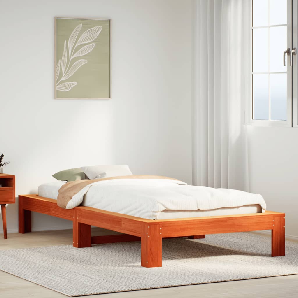 Bedframe Wax Brown 90x200cm Solid Wood Pine - The Home Maker