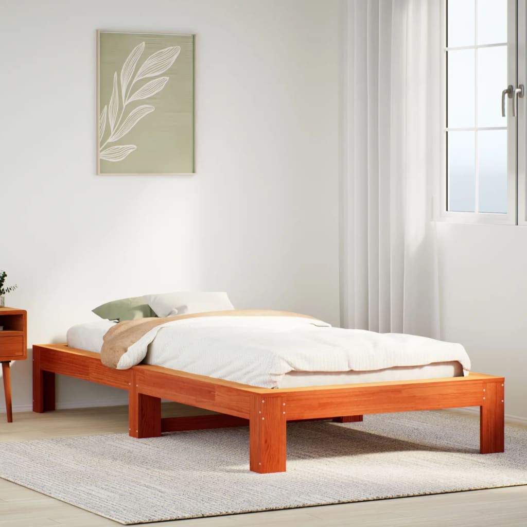 Bedframe Wax Brown 75x190cm Small Single Solid Wood Pine - Design Hut