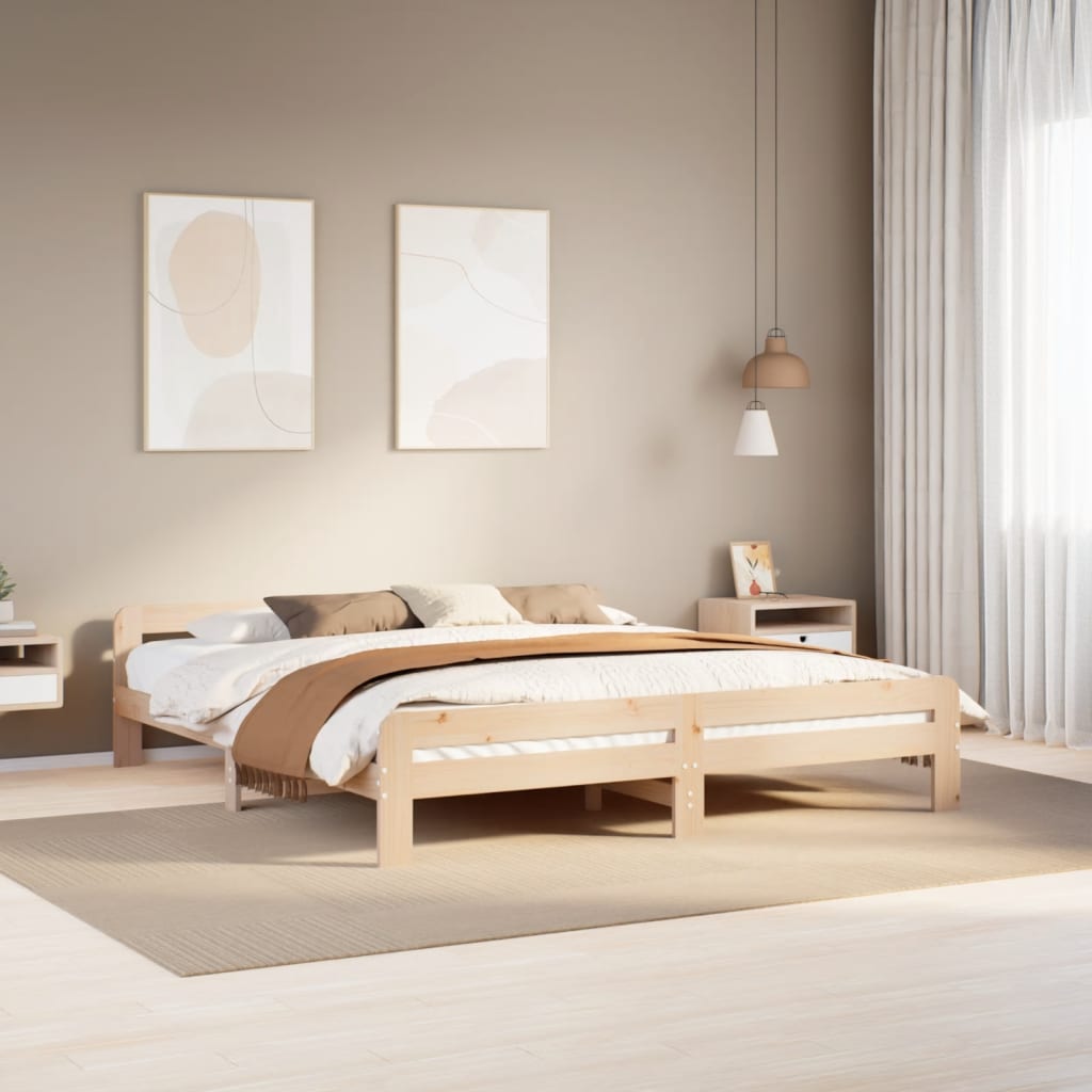 Bedframe 200x200cm Solid Wood Pine - Unbeatable Bargains