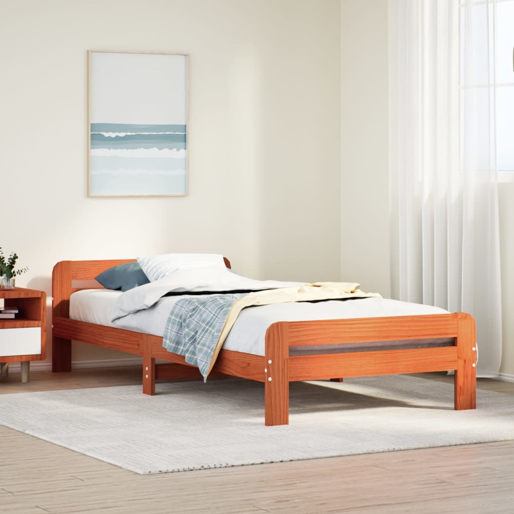 Bedframe Wax Brown 75x190cm Small Single Solid Wood Pine - Sid & Sam
