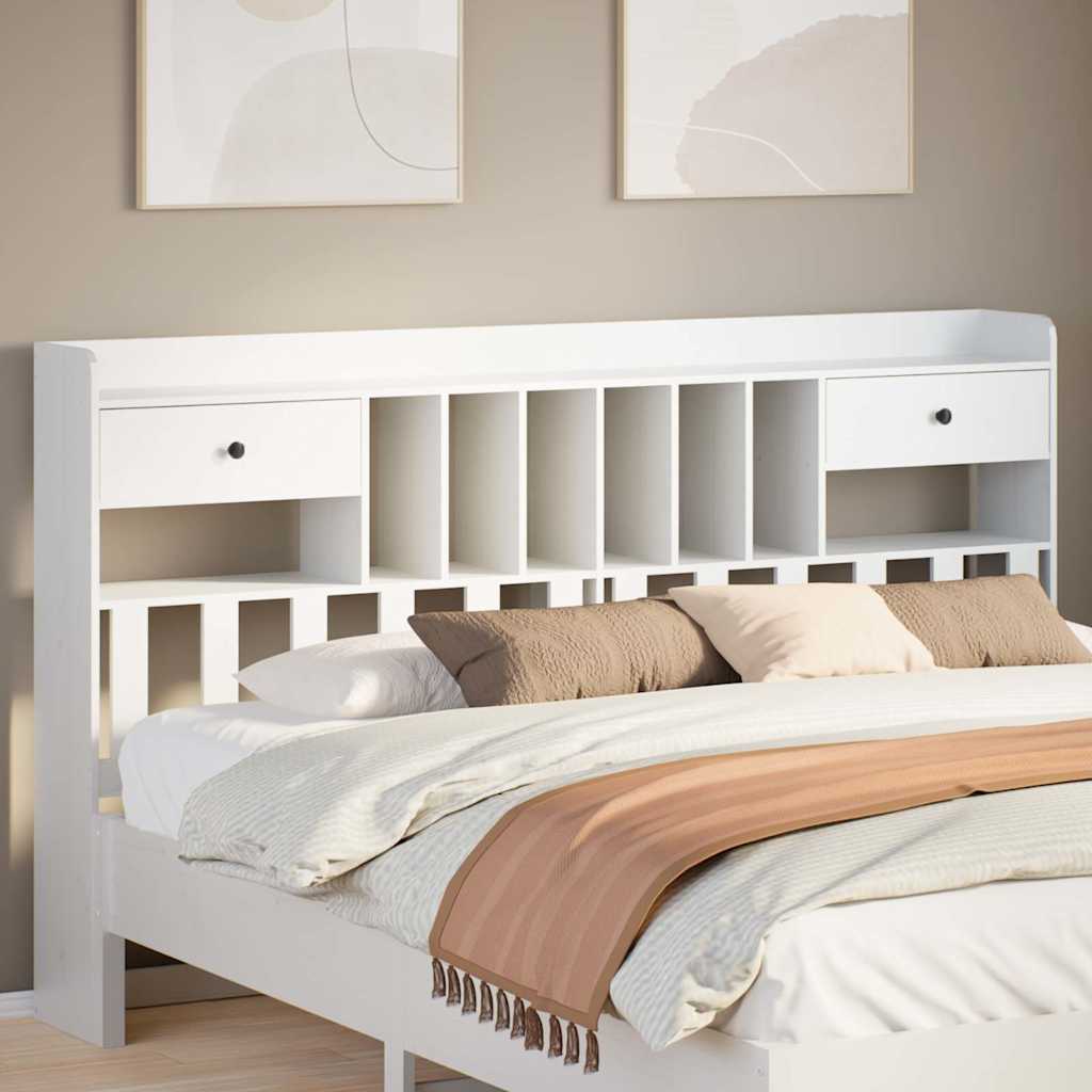 Headboard with Storage White 180 cm Solid Wood Pine - Style and Chic
