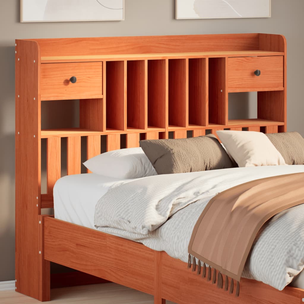 Headboard with Storage Wax Brown 135 cm Solid Wood Pine - Merlin Deals