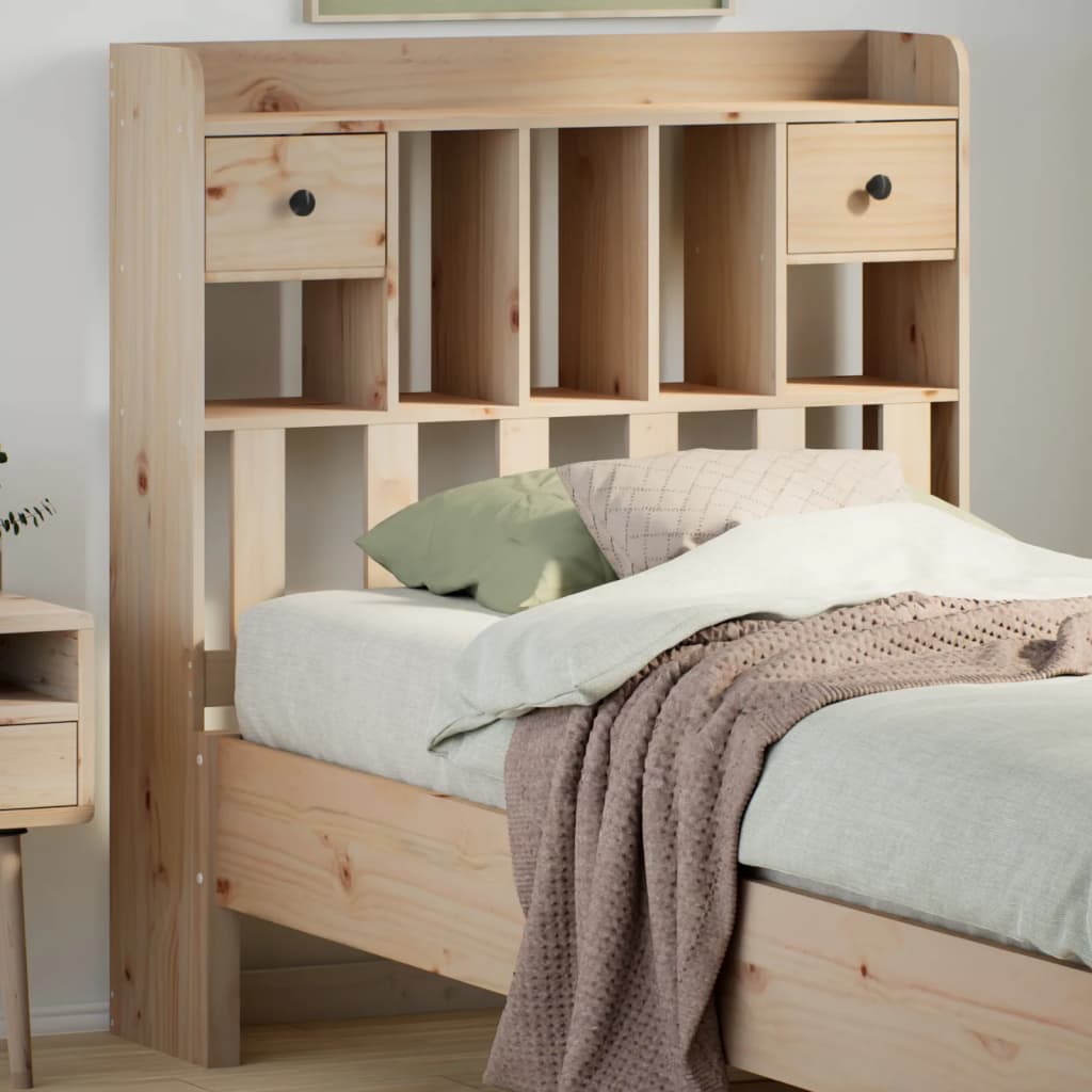 Headboard with Storage 100 cm Solid Wood Pine - vid-855520 - Charlotte Dunes