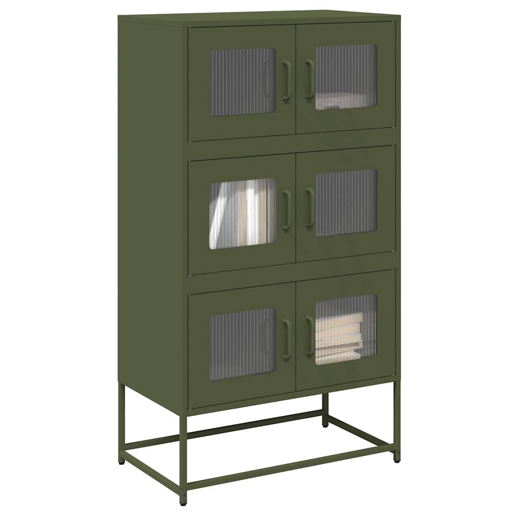 Highboard Olive Green 68x39x123 cm Steel - Style and Chic