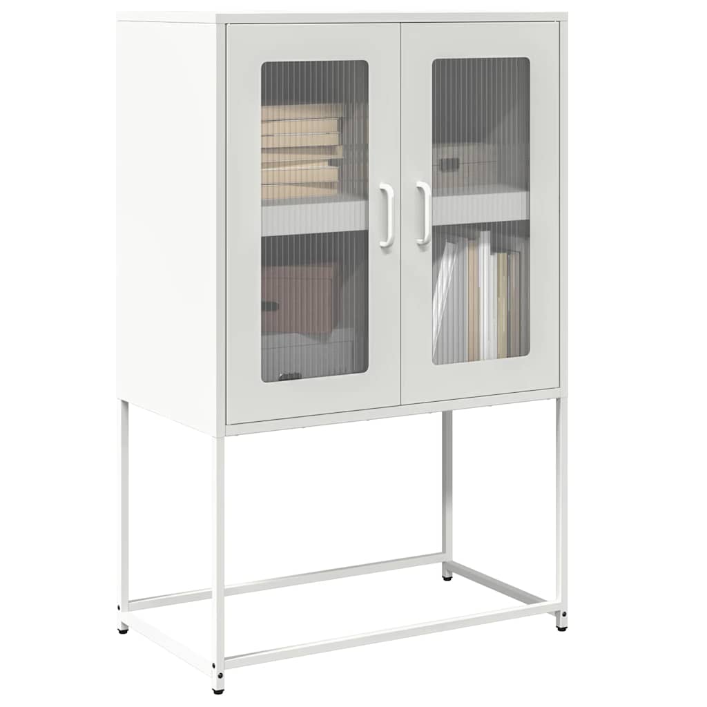 Highboard White 68x39x107 cm Steel - Style and Chic