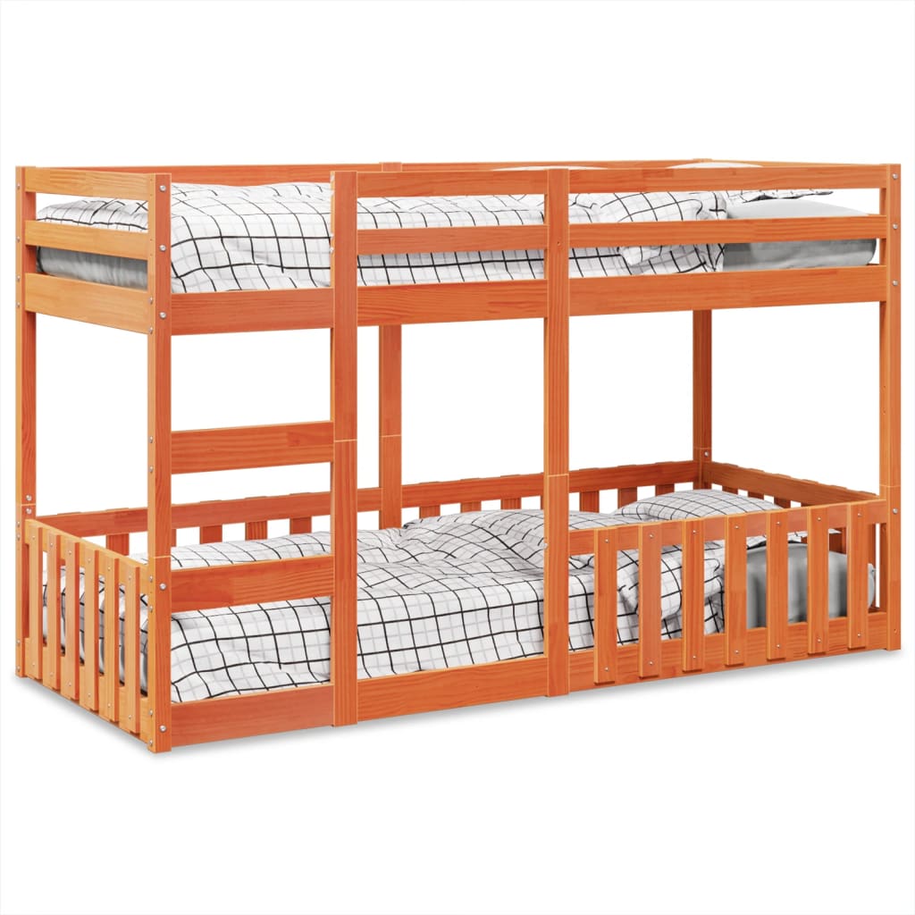 Bunkbed Wax Brown 80x200cm Solid Wood Pine - Design Hut