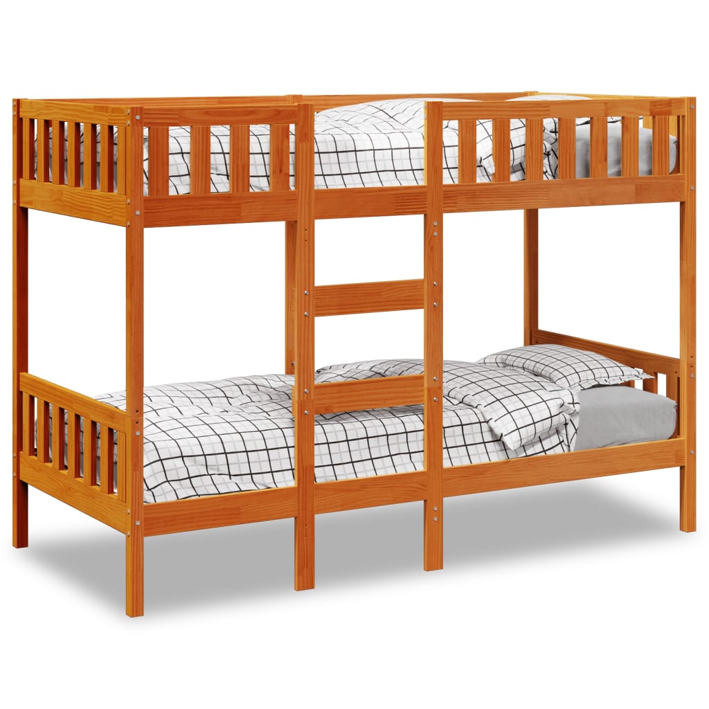 Bunkbed Wax Brown 90x190cm Solid Wood Pine - Design Hut