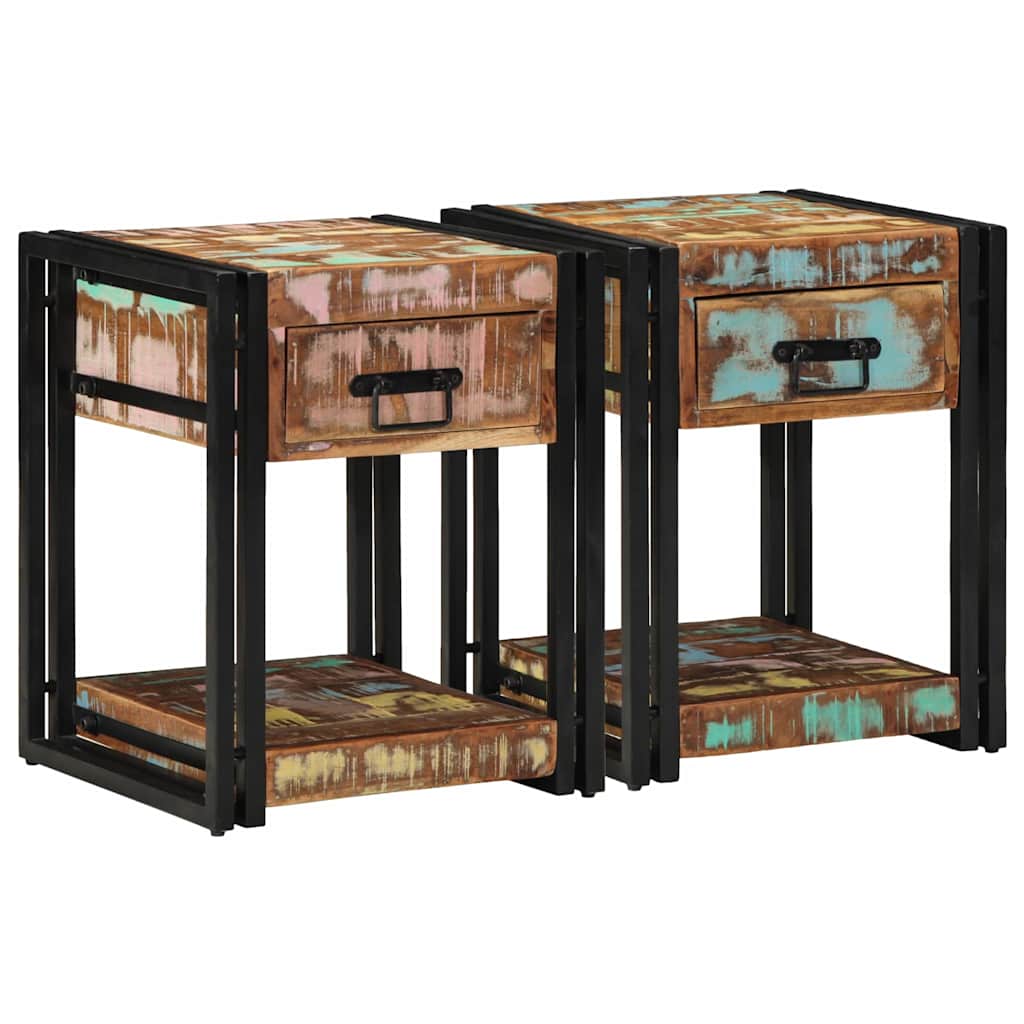 Nightstands 2 pcs 40x40x50 cm Solid Reclaimed Wood - Unbeatable Bargains