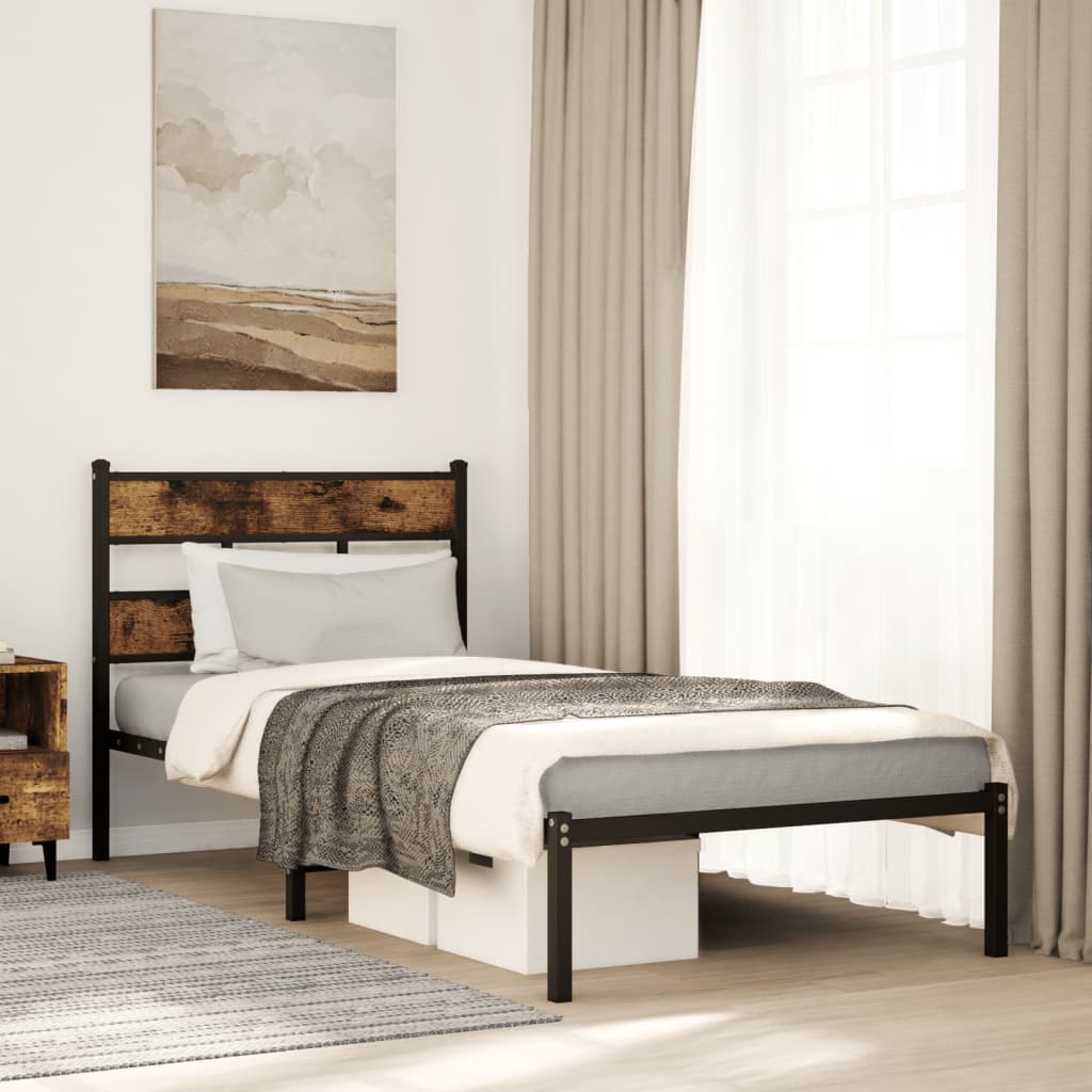 Metal Bedframe Smoked Oak 75x190cm Small Single - Style and Chic