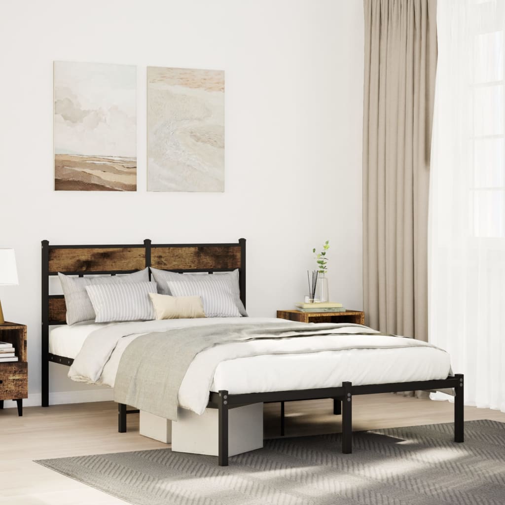 Metal Bedframe Smoked Oak 120x190cm Small Double - Decor Base