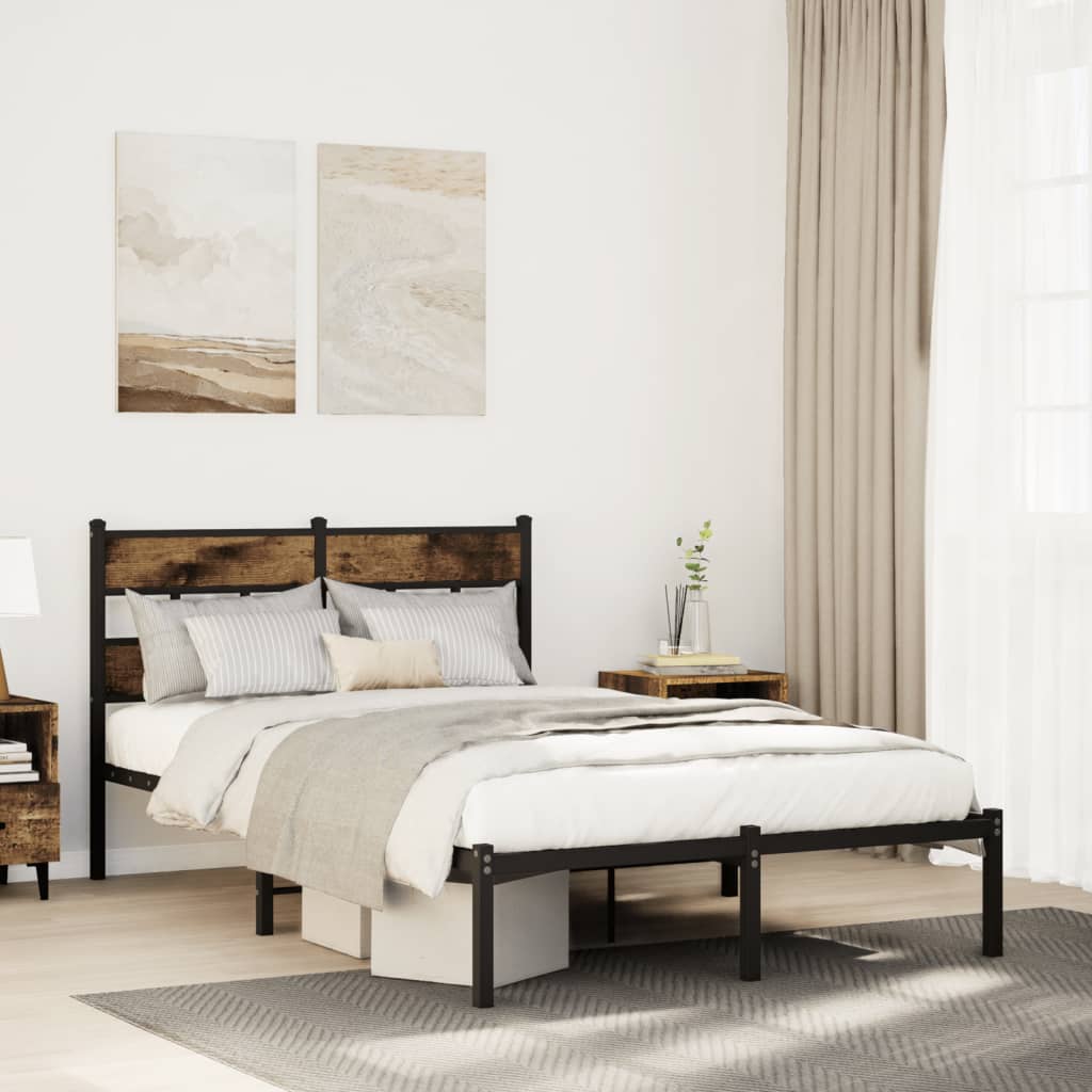 Metal Bedframe Smoked Oak 120x200cm - Merkel Designers
