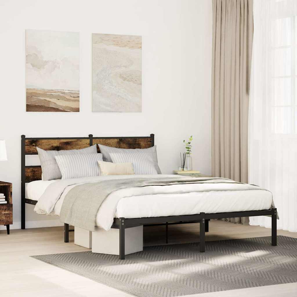 Metal Bedframe Smoked Oak 140x190cm - Casper Homes