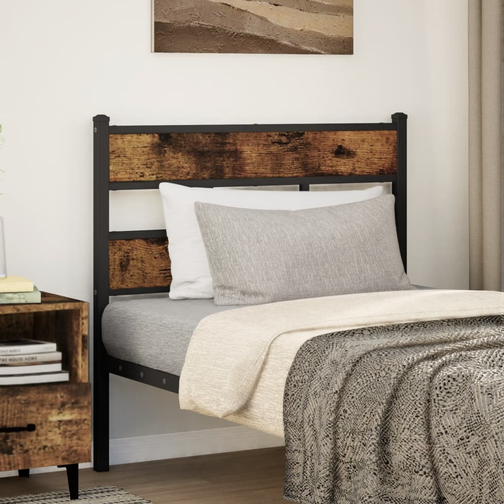 Headboard Smoked Oak 107 cm Iron and Engineered Wood - Design Hut