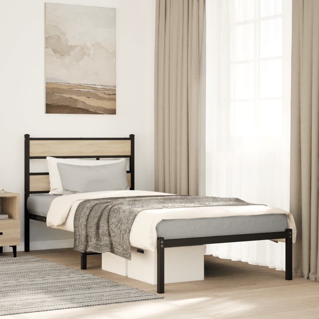 Metal Bedframe Sonoma Oak 75x190cm Small Single - Unbeatable Bargains