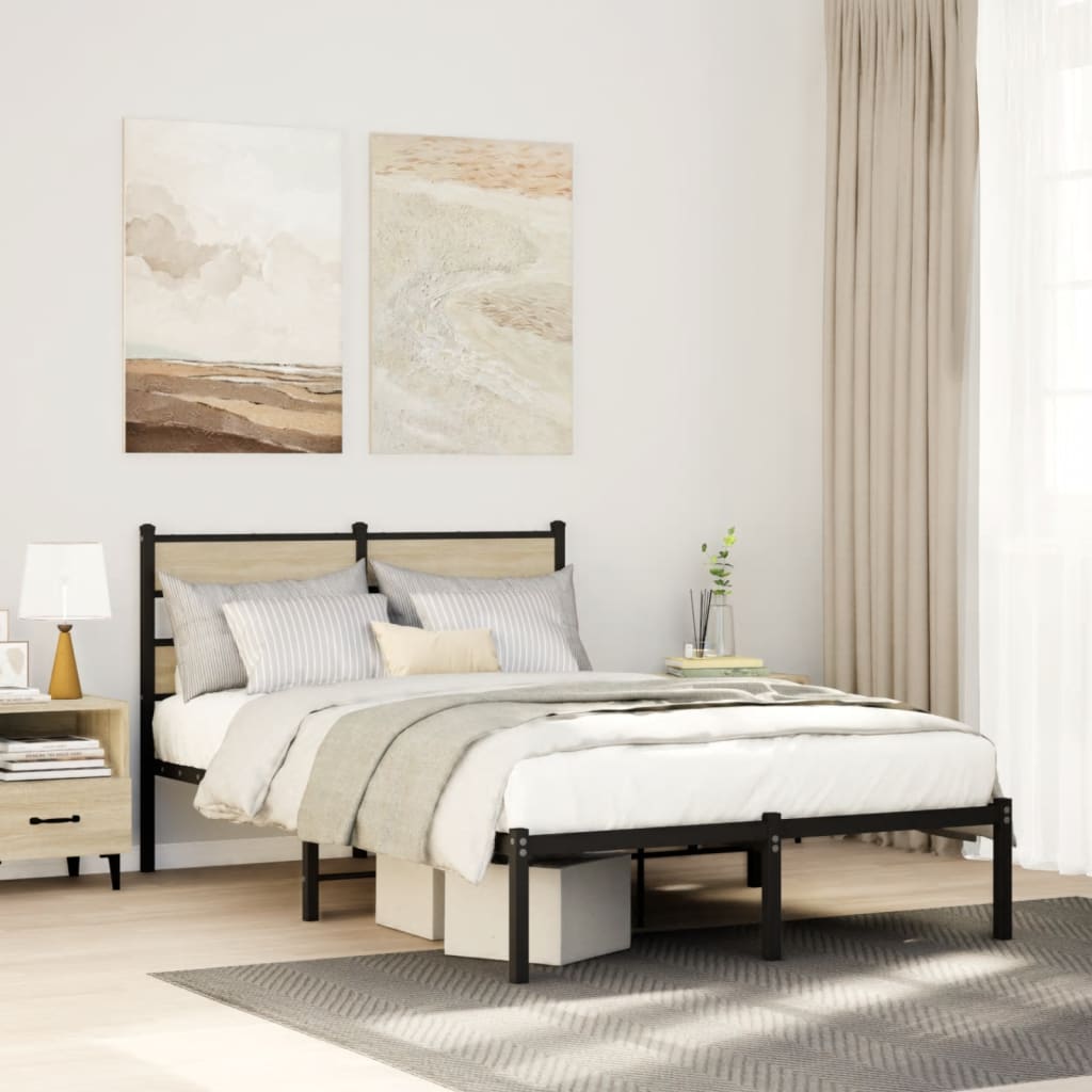Metal Bedframe Sonoma Oak 120x190cm Small Double - Sid & Sam